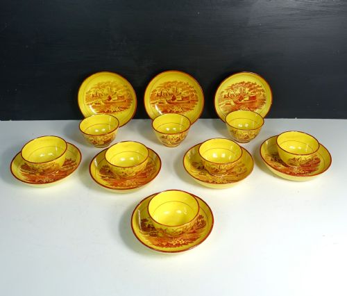 SET OF 8 EARLY 19TH TEA BOWLS SAUCERS BY SEWELL - ADDITIONAL PHOTO 1