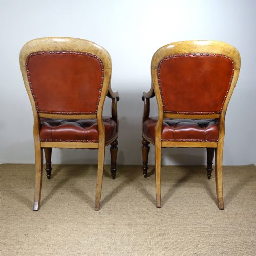 PAIR OF 19TH C MAHOGANY LEATHER ARM CHAIRS - ADDITIONAL PHOTO 5