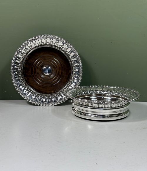 Pair of 19th C Silver Decanter or Bottle Coasters