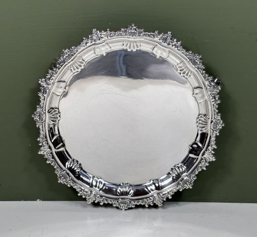 19th C Solid Silver Salver