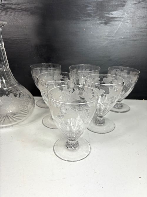 fig 1. 19TH C DECANTER & WINE GLASS SET