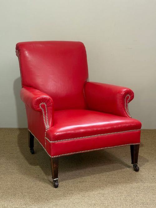 LARGE 19TH C LEATHER ARMCHAIR - ADDITIONAL PHOTO 1