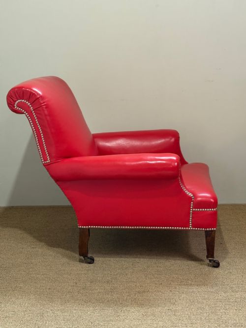 LARGE 19TH C LEATHER ARMCHAIR - ADDITIONAL PHOTO 2
