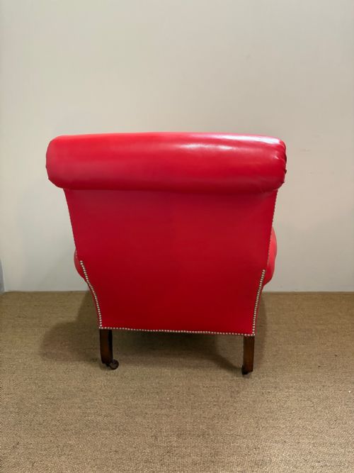 LARGE 19TH C LEATHER ARMCHAIR - ADDITIONAL PHOTO 3