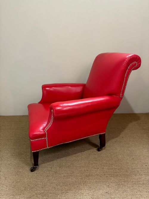 LARGE 19TH C LEATHER ARMCHAIR - ADDITIONAL PHOTO 4