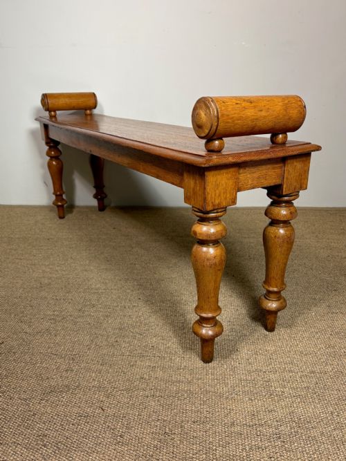 19th C Oak  Hall Bench, Window Seat