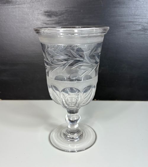 19th C Etched Glass Celery Vase