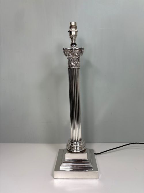 Large 19th C Silver Plated Lamp Base