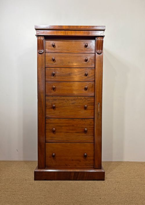 19th C Wellington Secretaire Chest