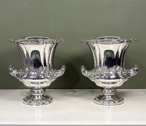 PAIR OF 19TH C SILVER PLATED WINE COOLERS - ADDITIONAL PHOTO 1