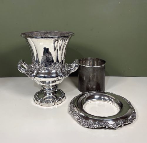 PAIR OF 19TH C SILVER PLATED WINE COOLERS - ADDITIONAL PHOTO 3