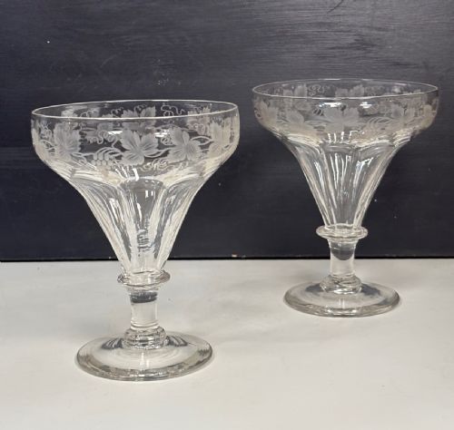 PAIR OF VERY LARGE 19TH C ENGRAVED GLASSES - ADDITIONAL PHOTO 1
