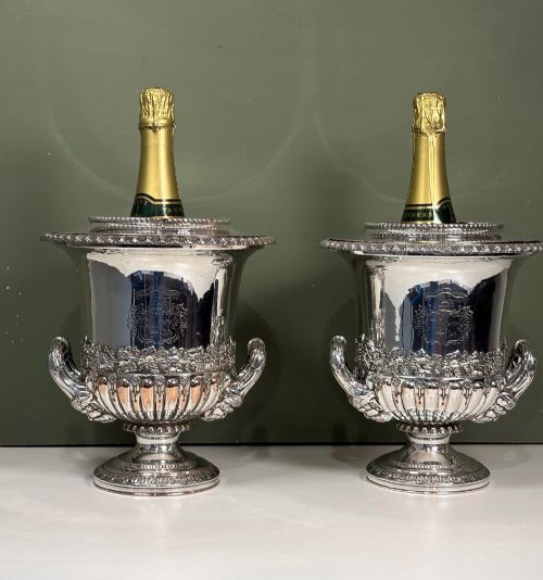 PAIR OF19TH C SILVER PLATED WINE COOLERS - ADDITIONAL PHOTO 1