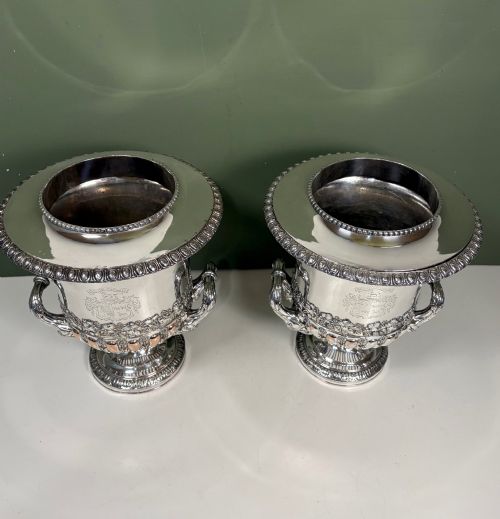 PAIR OF19TH C SILVER PLATED WINE COOLERS - ADDITIONAL PHOTO 2