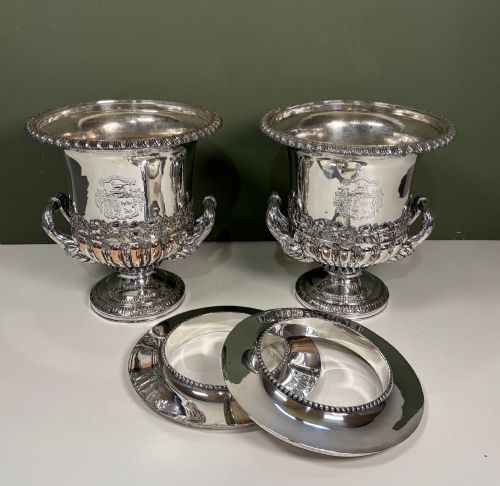 PAIR OF19TH C SILVER PLATED WINE COOLERS - ADDITIONAL PHOTO 3