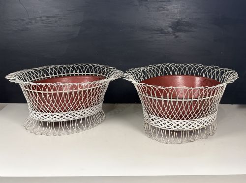 fig 1. PAIR OF 19TH C WIRE WORK BASKETS