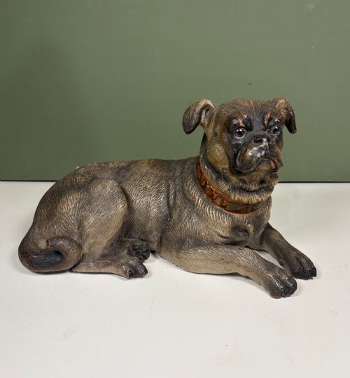 19TH C POTTERY PUG DOG