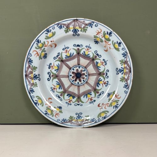 18th C Delft Polychrome Charger
