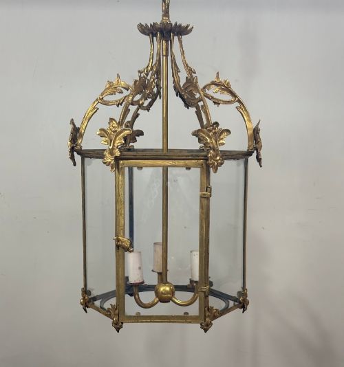 GILT BRASS HEXAGONAL LANTERN