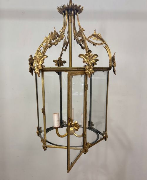 GILT BRASS HEXAGONAL LANTERN - ADDITIONAL PHOTO 1