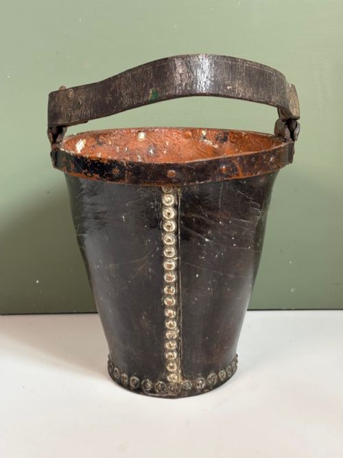 19TH C BOILED LEATHER BUCKET - ADDITIONAL PHOTO 4