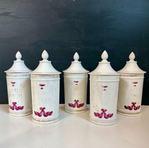 set of five 19th c apothecary jars - CATEGORY: ANTIQUE CERAMICS - DATED 1850