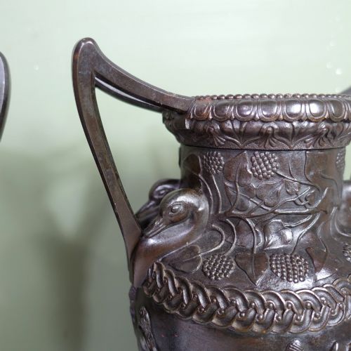 PAIR OF LARGE 19TH C BRONZE VASES - ADDITIONAL PHOTO 5