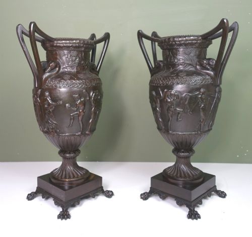 PAIR OF LARGE 19TH C BRONZE VASES - ADDITIONAL PHOTO 6