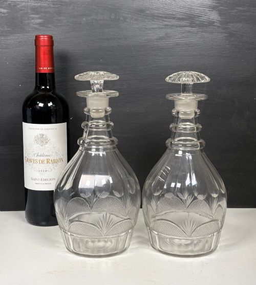 Pair of 19th C Glass Decanters