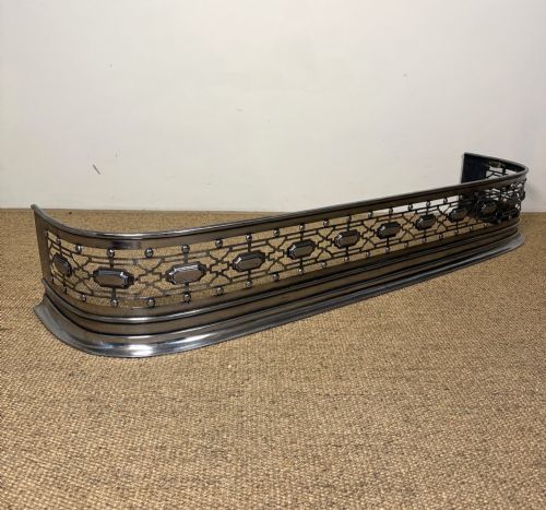 19th C Burnished Steel Fire Fender