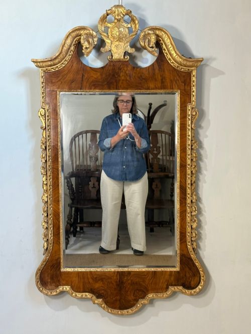 18th C Walnut & Giltwood Mirror