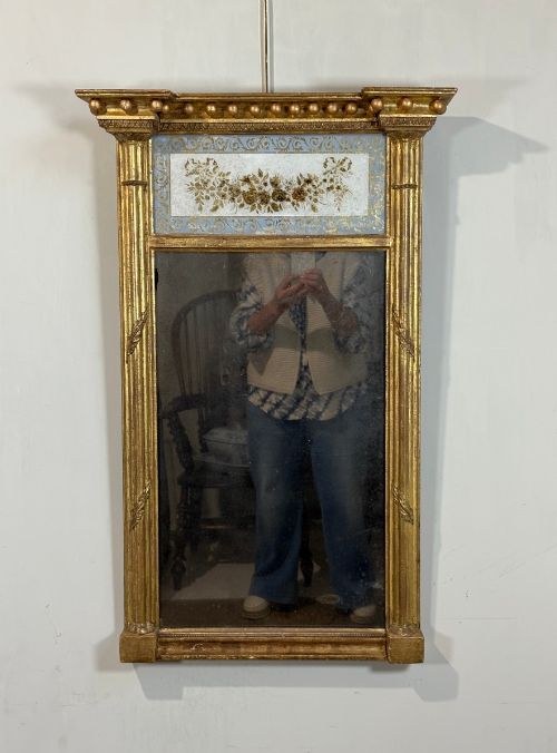 REGENCY VERRE EGLOMISE PIER GLASS MIRROR
