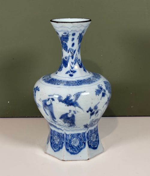18th C Octagonal Delft Vase