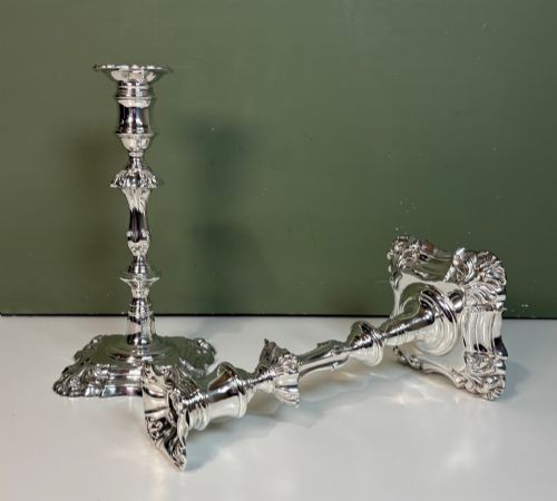 Pair of 19th C Silver Candlesticks