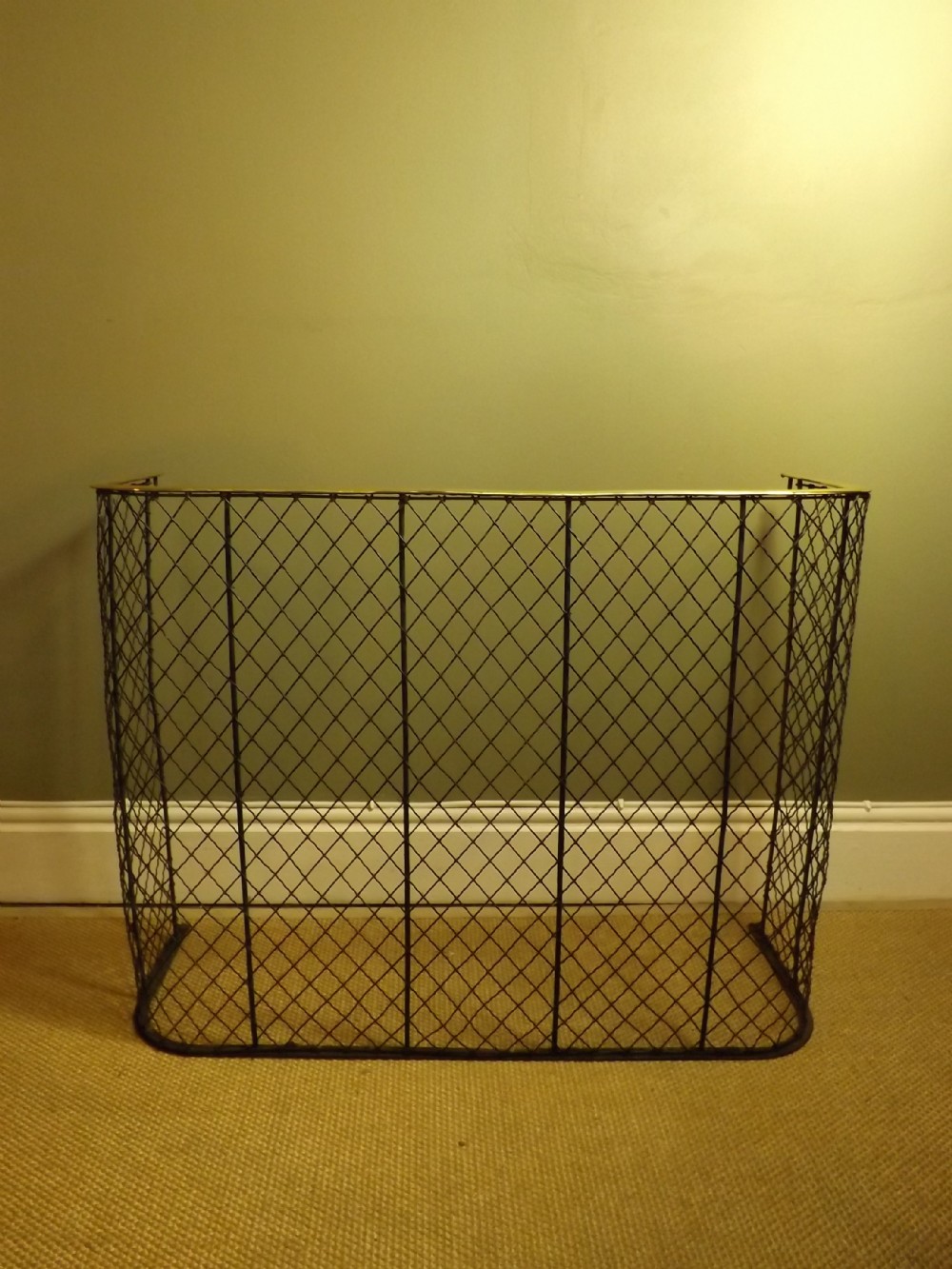 19TH C BRASS & WIREWORK NURSERY GUARD