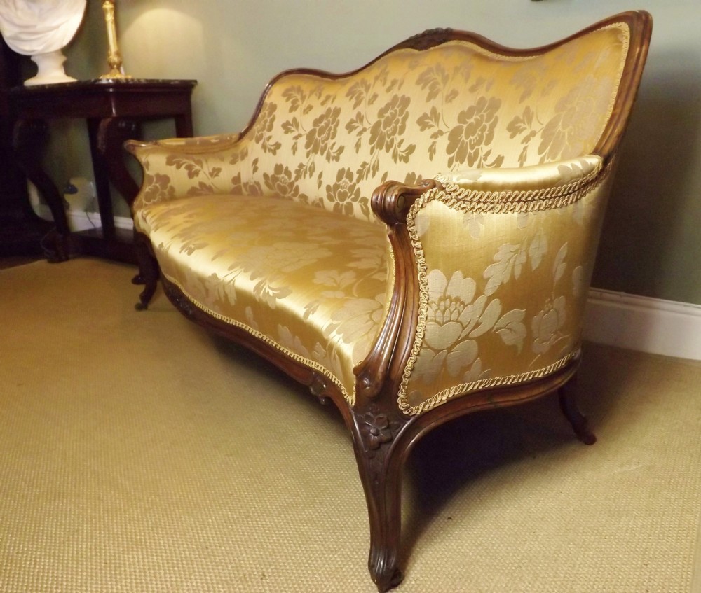 19TH C ROSEWOOD UPHOLSTERED SOFA