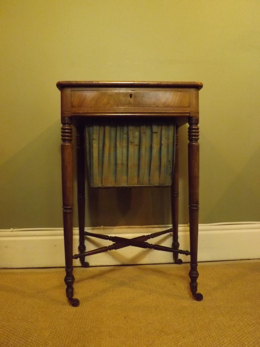 19TH C MAHOAGANY SEWING TABLE