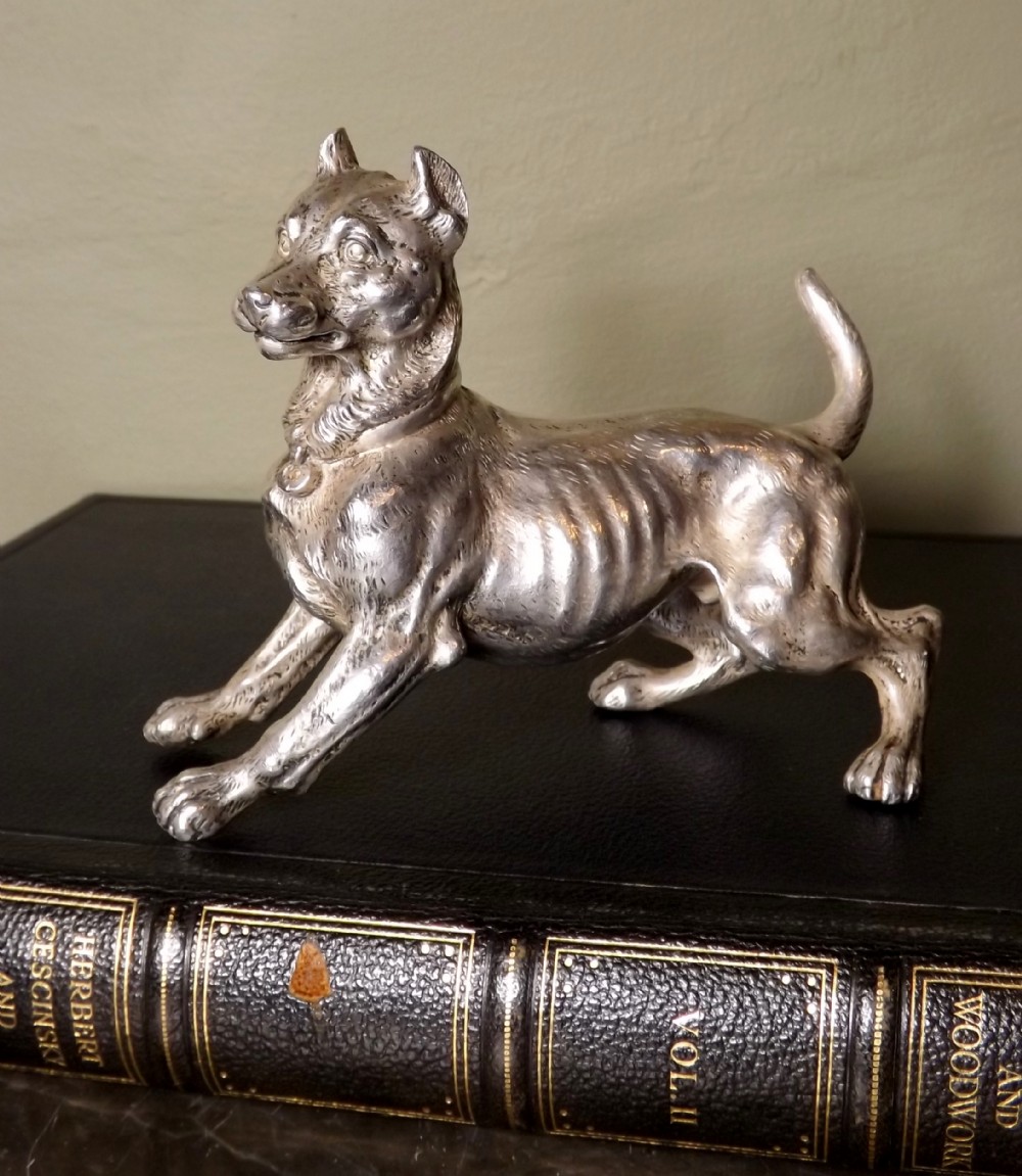 19TH C SILVER MODEL OF A DOG