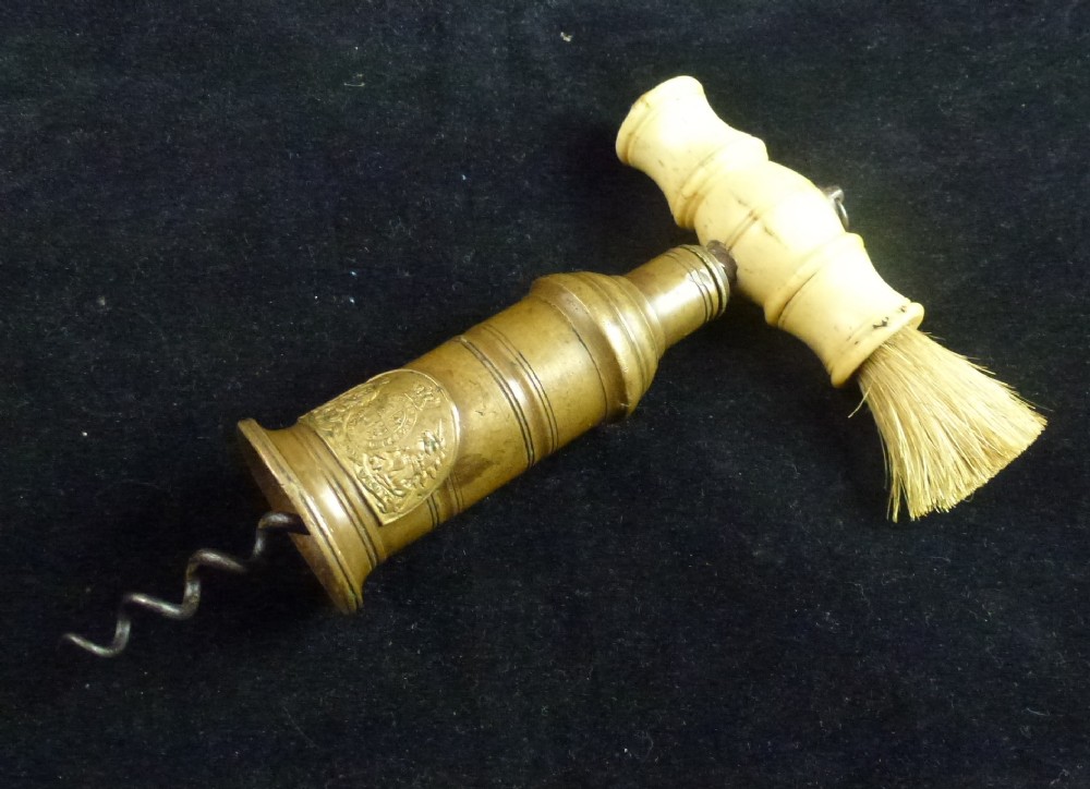 19TH C CORKSCREW WITH BRUSH