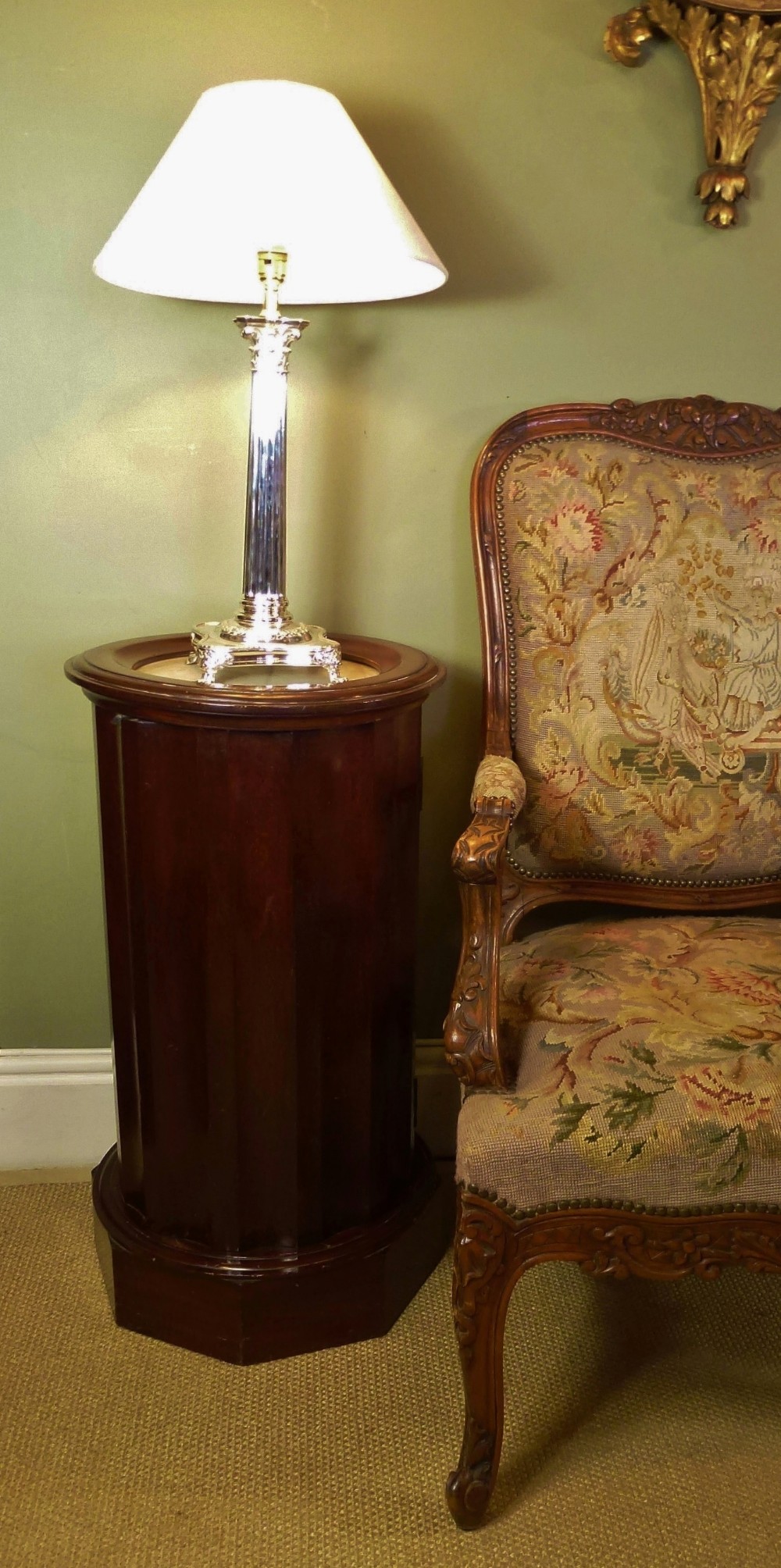 19TH C MAHOGANY CYLINDER CUPBOARD