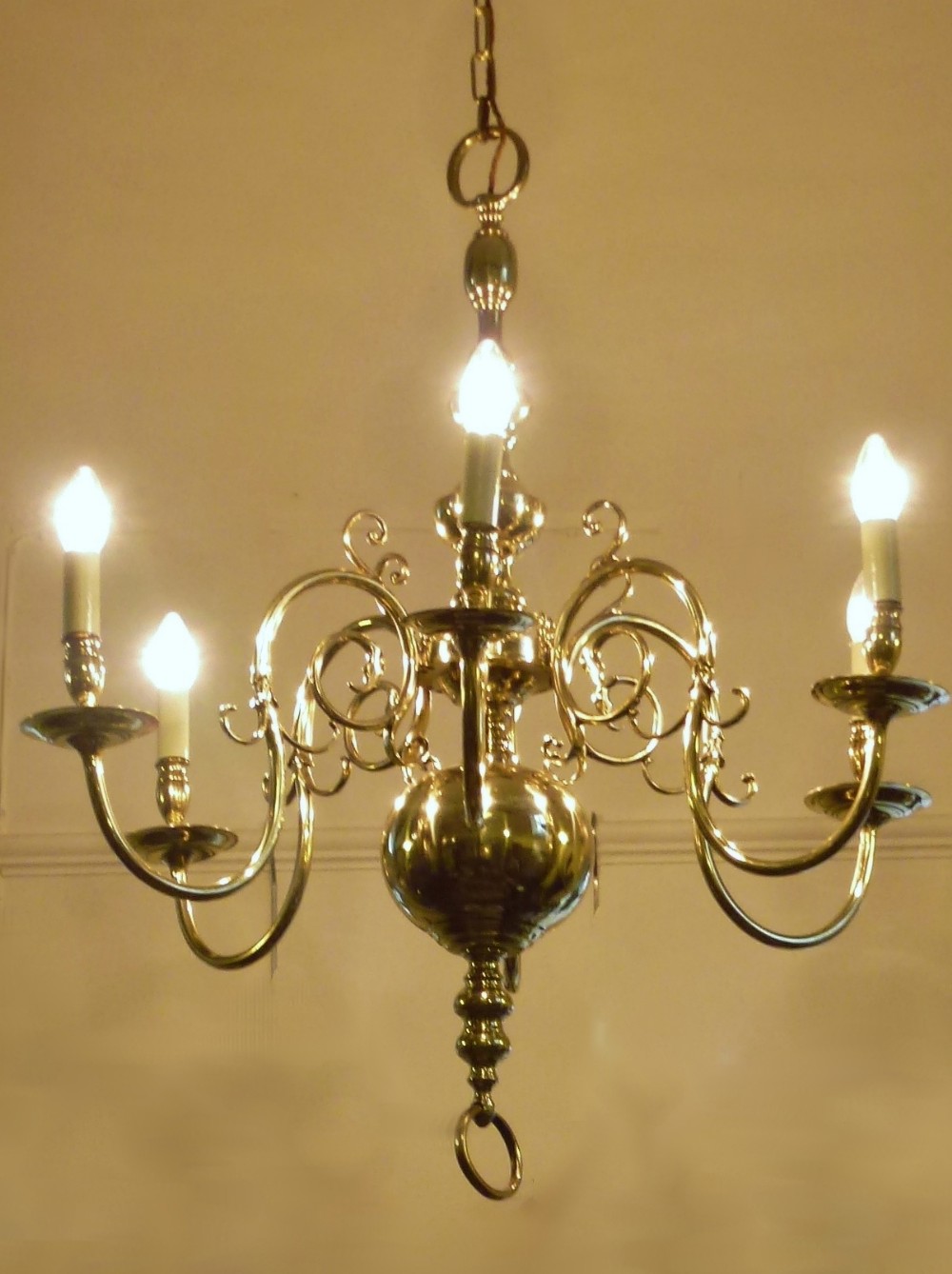 19TH C BRASS HANGING CENTRE LIGHT