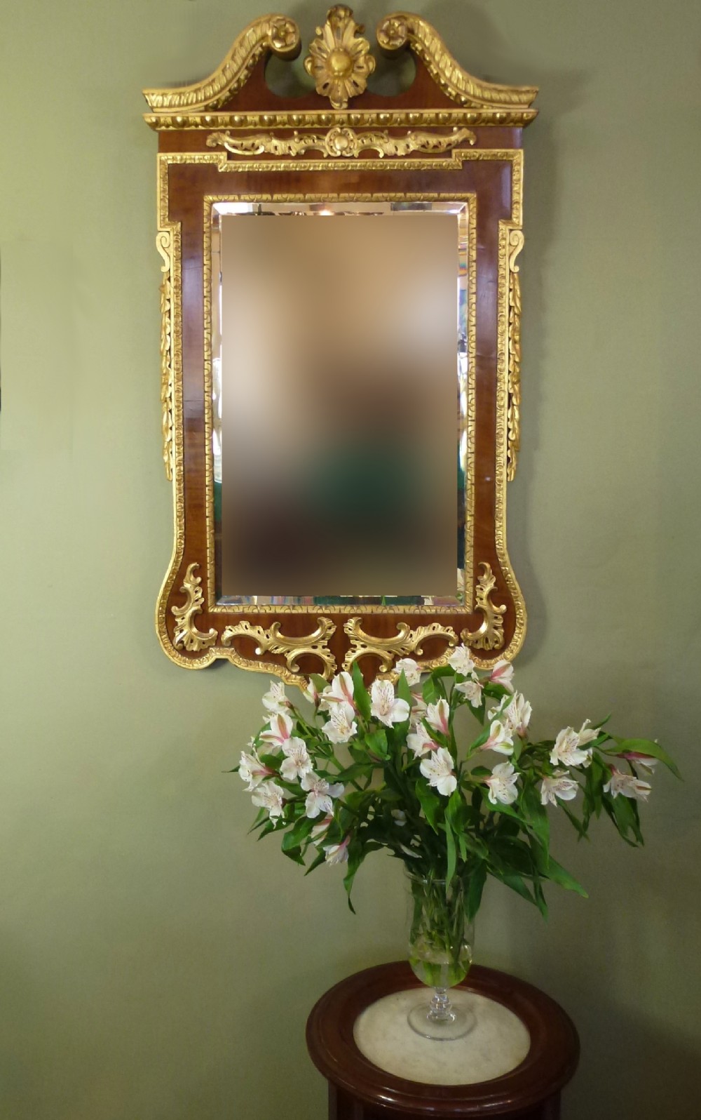 ANTIQUE GILT & WALNUT MIRROR