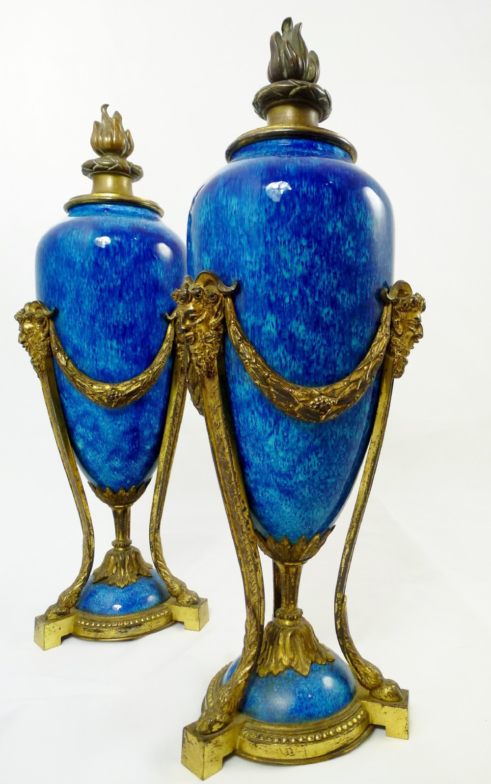 PAIR OF ANTIQUE ENAMEL & GILT VASES