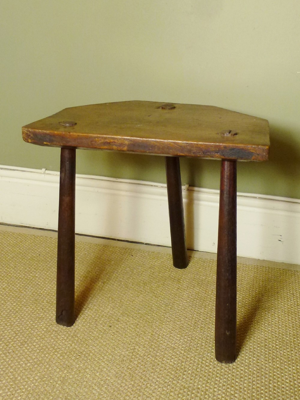 19TH C ELM STOOL