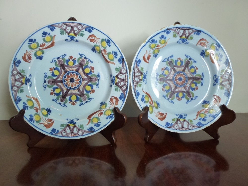 Pair of 18th C Delft plates