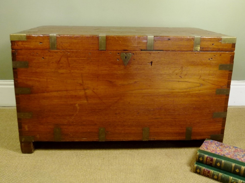 Antique 19th C Teak Campaign Chest