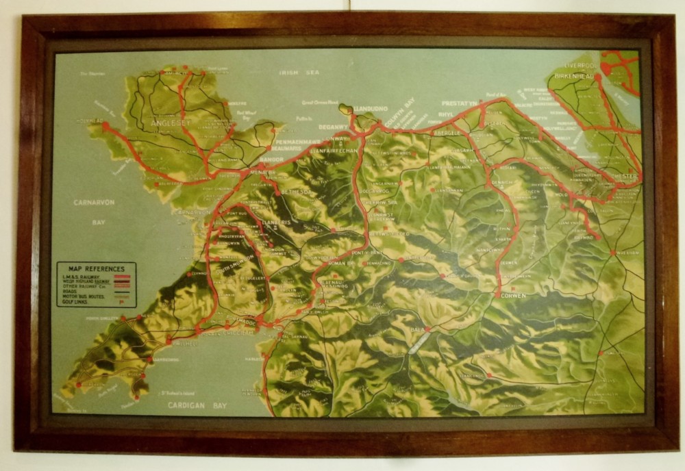 1920's Antique Map of North Wales Railways