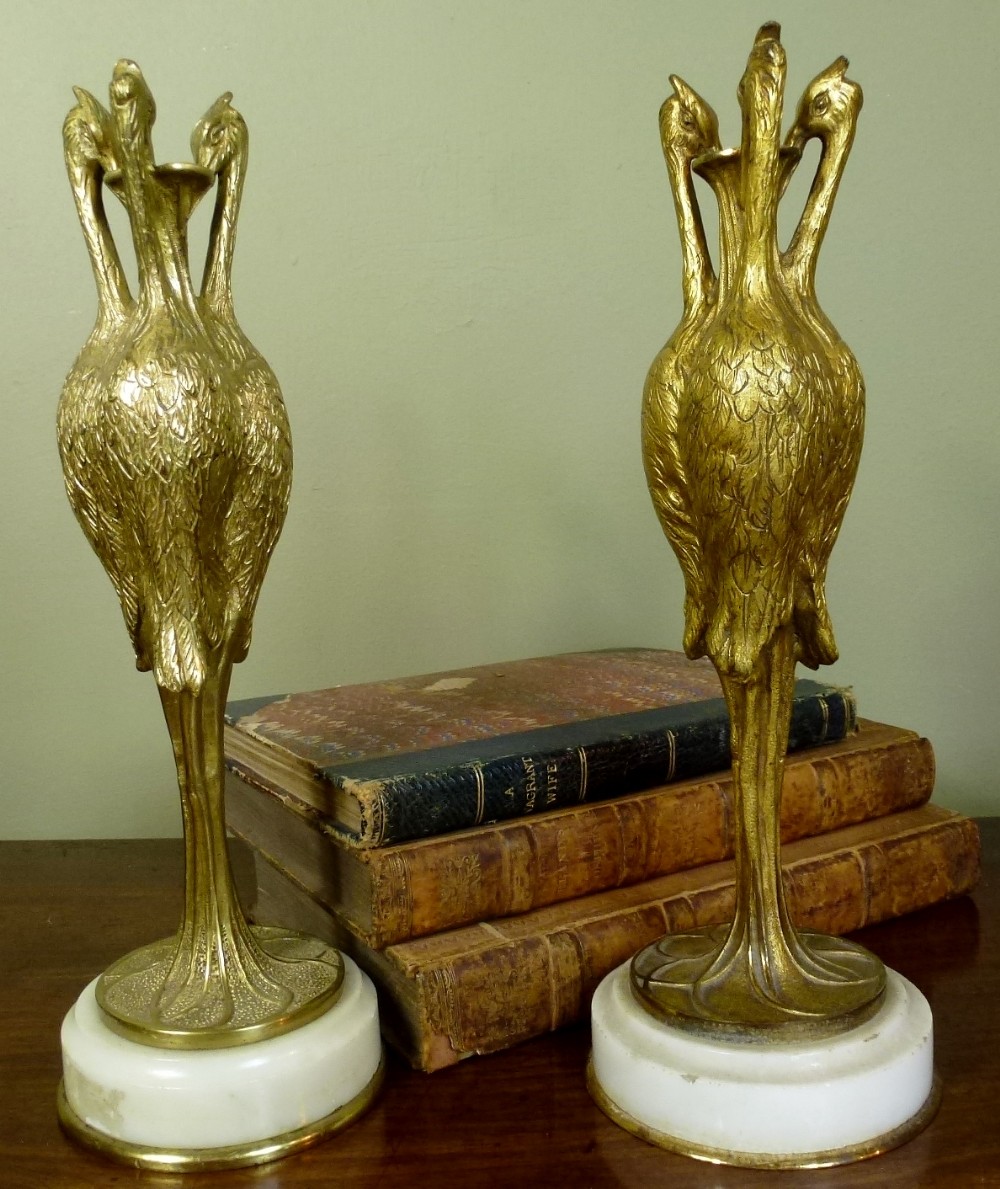 Art Nouveau Heron vases