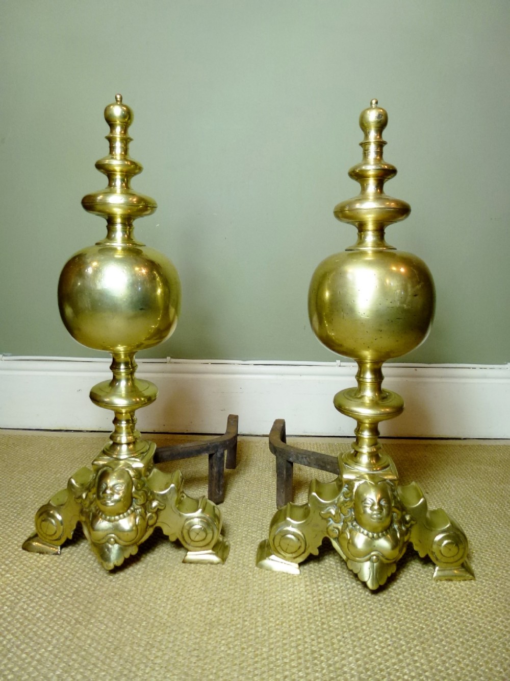 PAIR OF ANTIQUE 19TH C FIRE DOGS