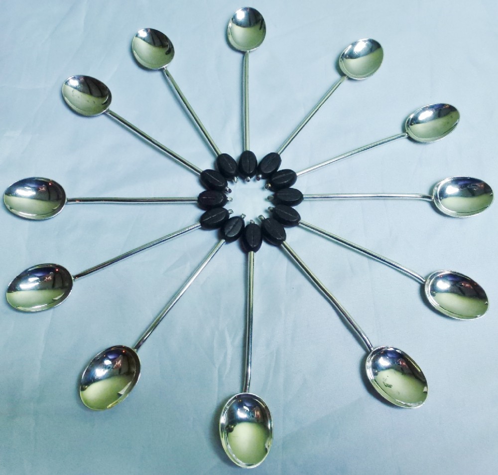 Set of silver coffee spoons